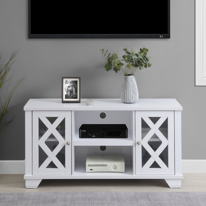 Aella Unfinished TV Stand for TVs up to 50" with Fireplace Included, Black