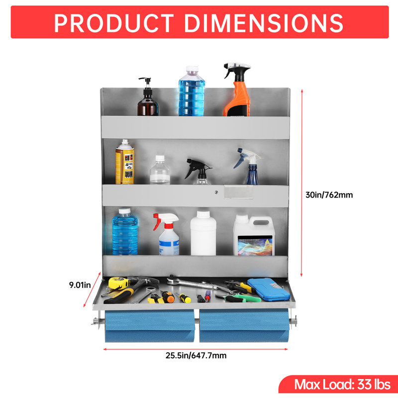 Silver Three-layer Work Station Storage Cabinet storage cabinet Flip Up Work Tray with Spring Loaded Tissue Tensioner Aluminium Garage