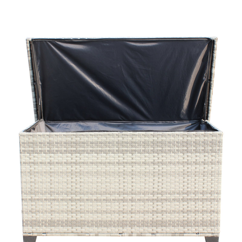 Rangement de patio gris - capacité de 148 gallons. Couvercle renforcé. Intérieur. Facile à déplacer avec les poignées. Pe et acier. Assemblage requis: gris boîte. Panneau de 148 pièces Sac intérieur. Poignées pour la mobilité.