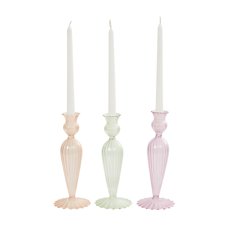  Joyfice Gem-Patterned Candlestick Holders Set of 3, Premium  Glass Candle Holders for Taper Candles, Tealight Candles and Candle Sticks,  Vintage Candle Holder Decor for Table Centerpiece, Pink : Home & Kitchen