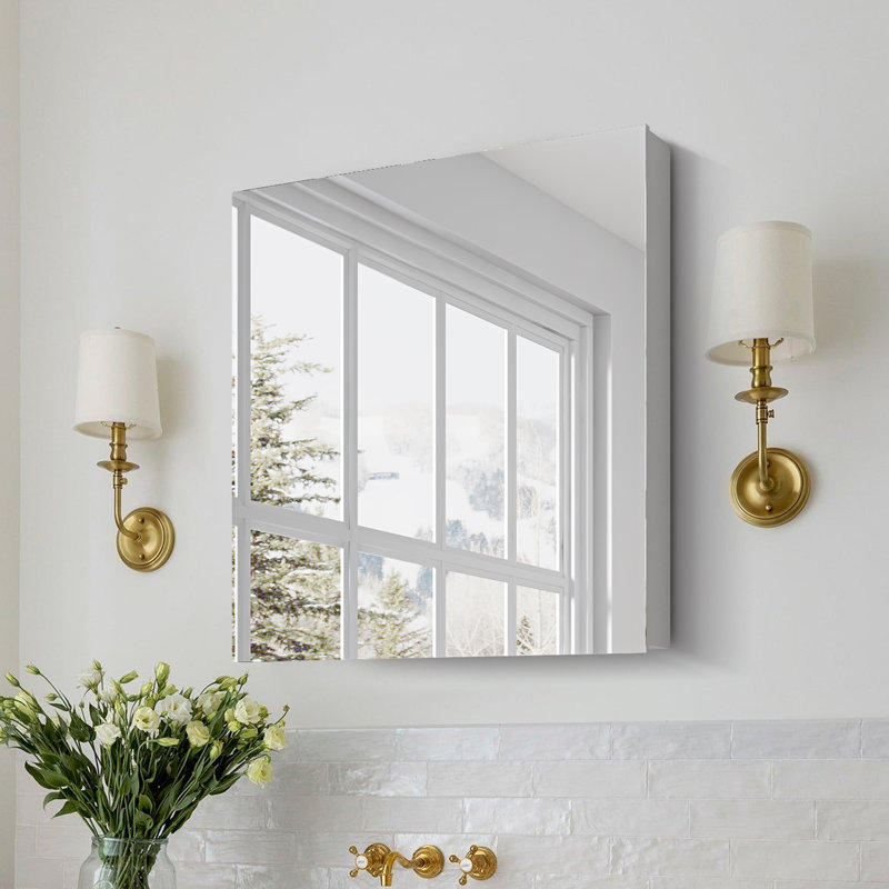 Pharmacie sans cadre H 26 po avec miroir et 3 tablettes fixes Laykin W, H 26 po x l 24 po x P 3,94 po