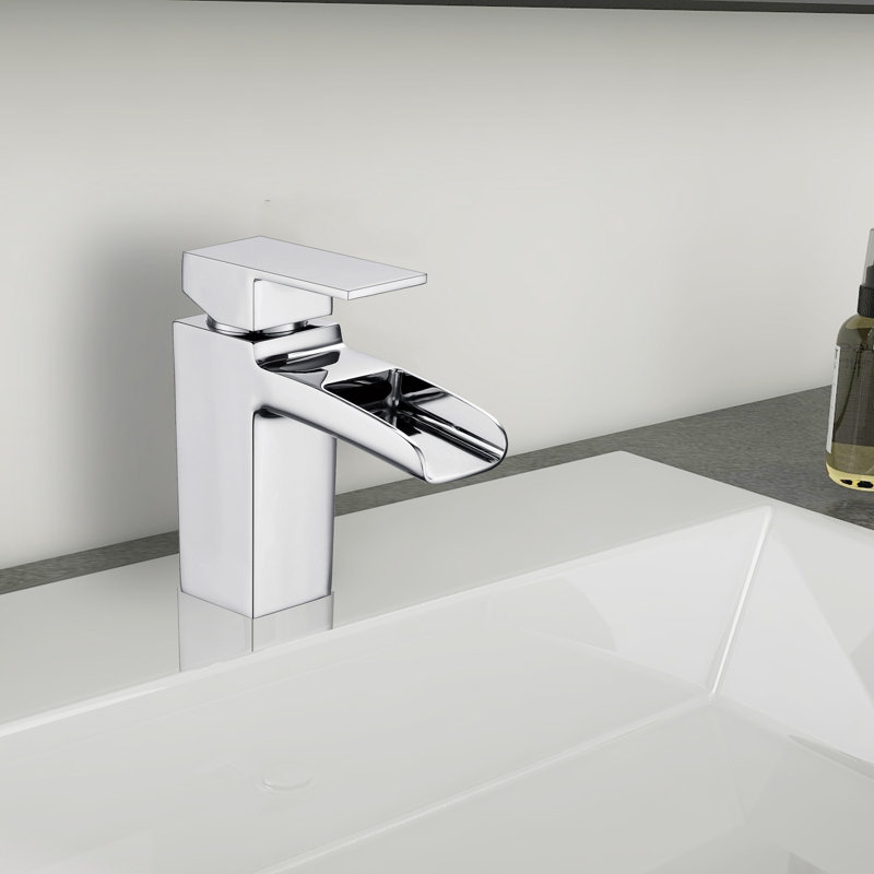 Robinet de salle de bain monocorps à poignée simple en nickel brossé F4HK0301, Chrome