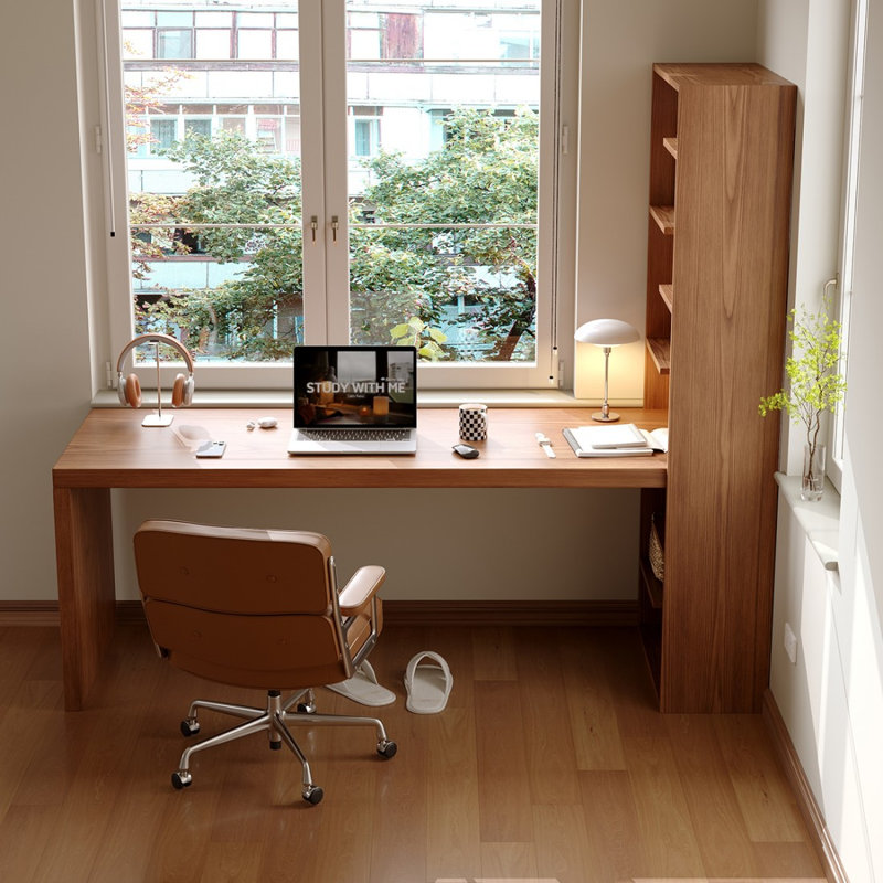 Bureau rectangulaire en bois massif noyer clair, H 71,26 po x l 62,99 po x P 23,62 po