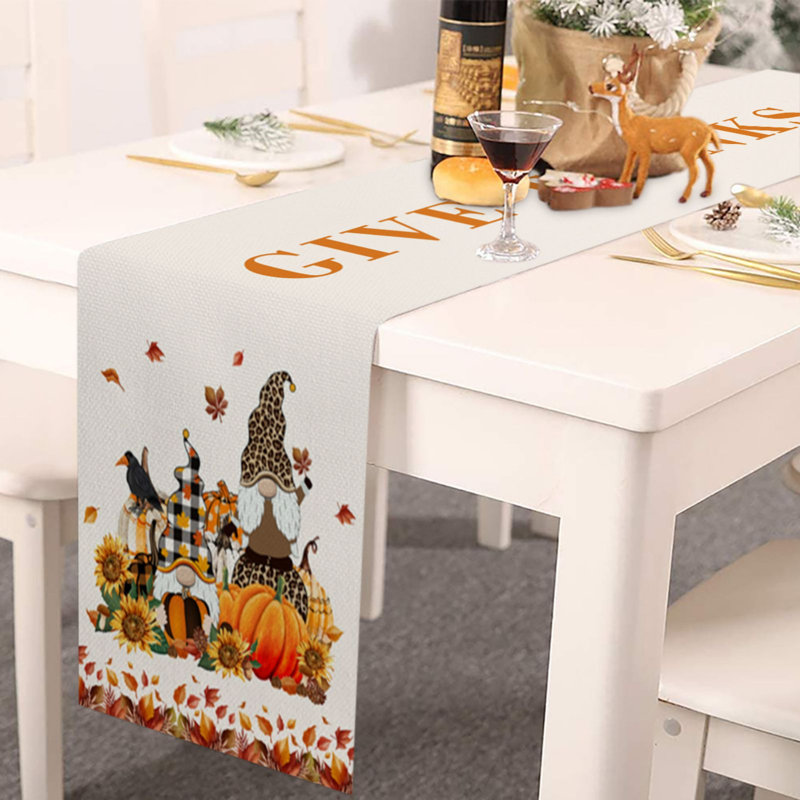 Chemin de table de couleur d'automne 13 x 70 po, serviette de table en coton et lin à l'érable orange rustique, chemins de table d'Halloween