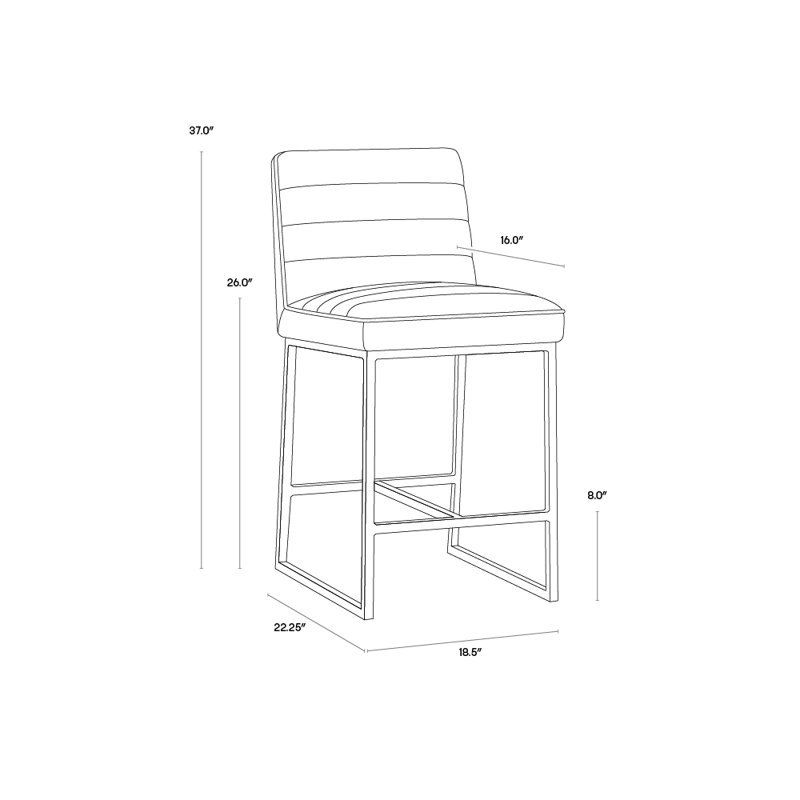 Spyros Upholstered Stool, Counter Stool (26" Seat Height), Black