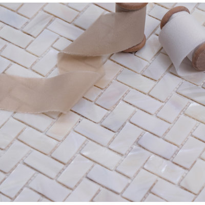 Mother of Pearl 0.6" x 1.2" Seashell Chevron Mosaic Tile
