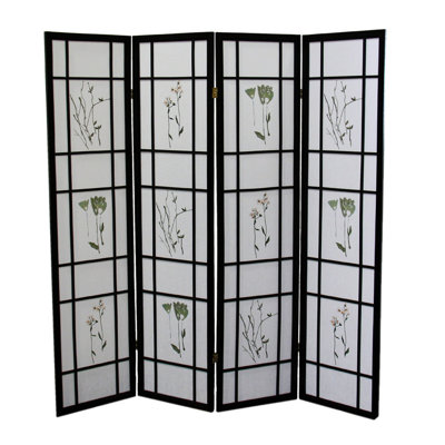Grand écran noir 70 po pour la décoration de chambre avec motif floral orné de 70 po de hauteur