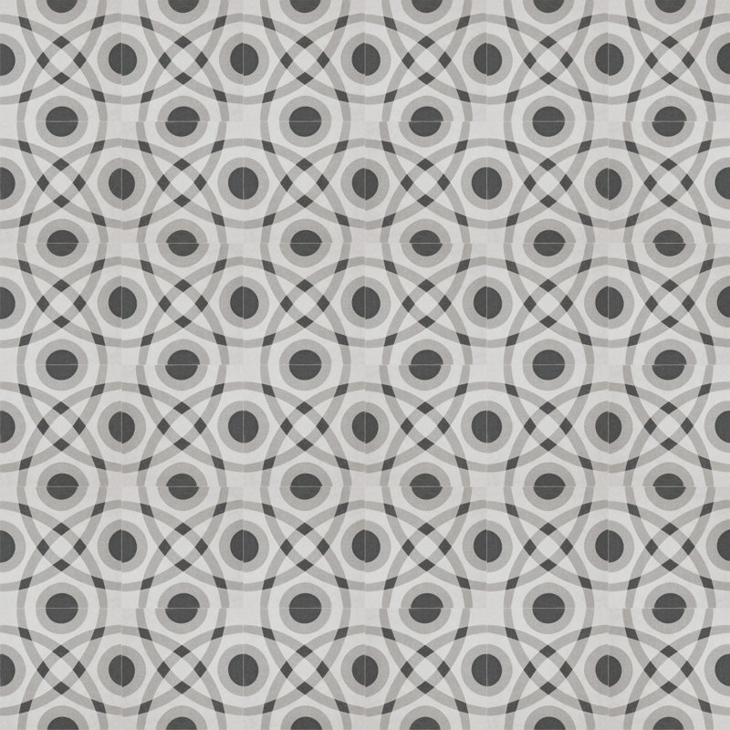 Twenties Mini Circle 4" x 4" Ceramic Patterned Wall & Floor Tile
