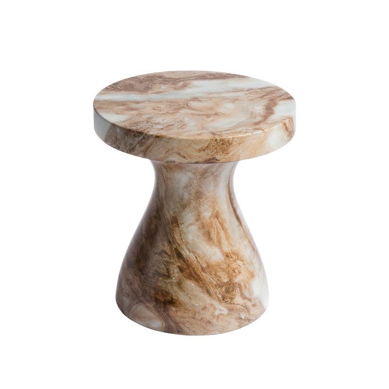 Brockway Concrete Industrial End Table, Faux Onyx Brown Marble