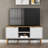 SOLID WOOD TV STAND WHITE & NATURAL HONEY