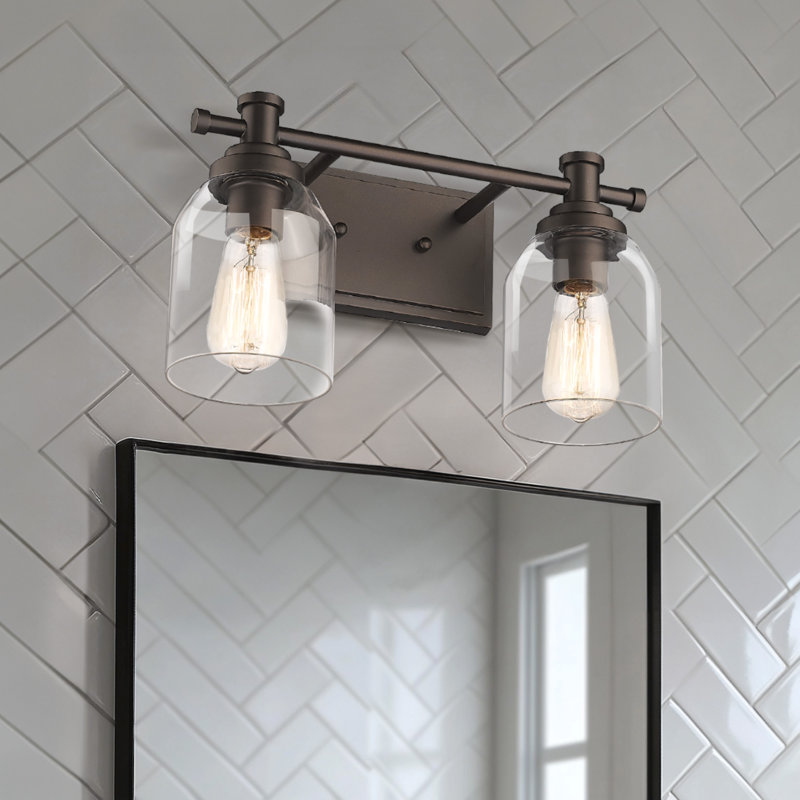 Éclairage pour salle de bain 2 lumières à intensité variable Fresnes, Bronze huilé