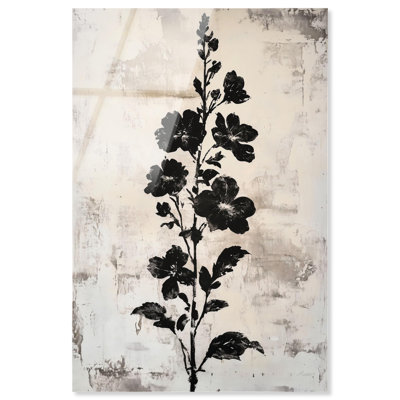 Black Hollyhock II Acrylic Print Floral Wall Decor by Art Remedy, Ready to Hang, 10 x 15