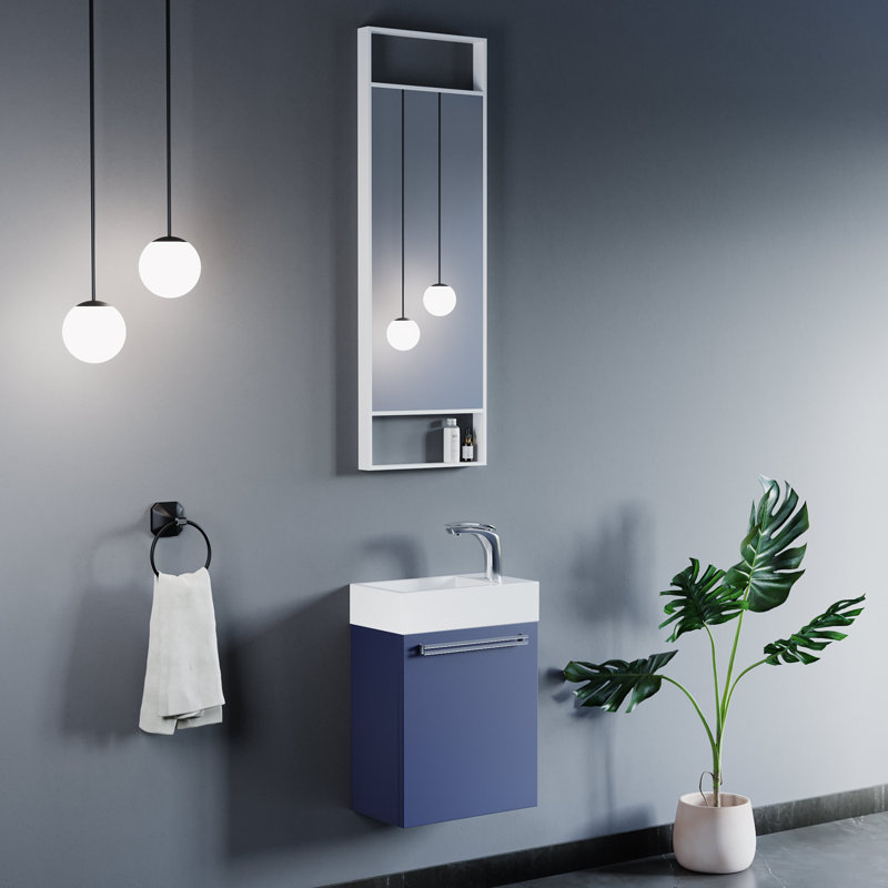 Ensemble de meuble-lavabo mural simple 18 po Mulberry, Marine