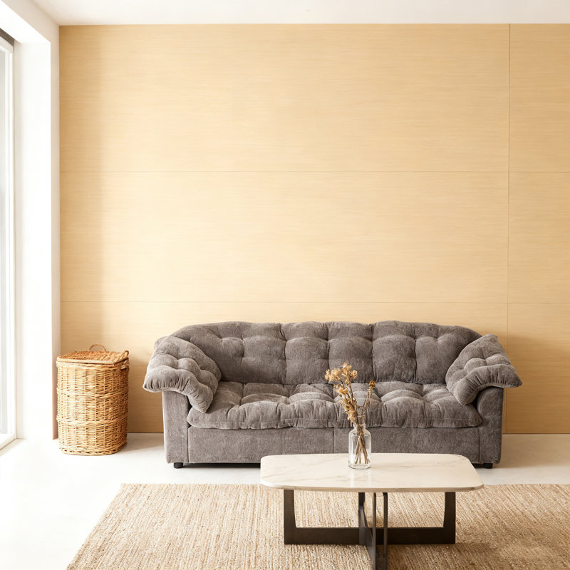 Canapé rembourré moelleux 94,8 po à assise profonde et confort moderne 94,8 po convenant aux salons, chambres à coucher, bureaux et appartements, gris