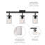 Trixie 3-Light Matte Black Track Lighting with Seeded Glass Shades and Pivoting Track Heads