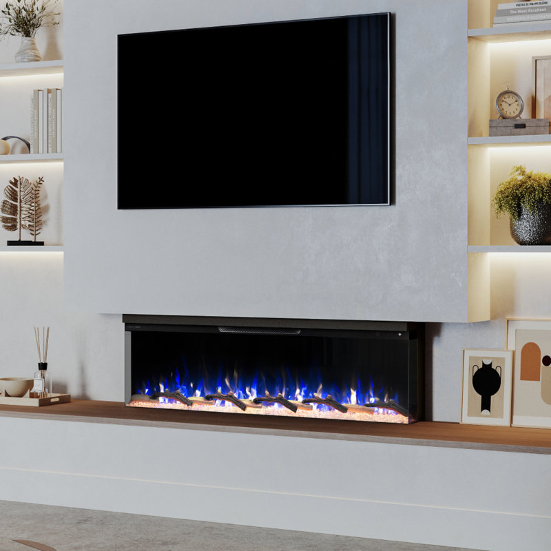 Modern Ember Aerus Skyline Linear Multi Sided Smart Electric Fireplace - Alexa & Google Asst, 20.3” H x 72” W x 7.7” D