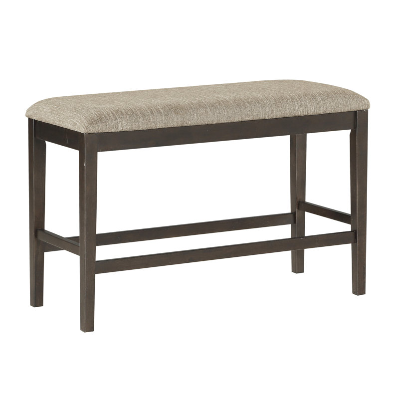 Finish Counter Height Bench 1Pc Fabric Upholstered Casual Style Dining Room Furniture, Beige/Dark Brown