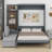 Queen Size Murphy Wall Bed with Sofa & Shelves – Space-Saving Gray Wood Bed for Kids & Teens Bedroom-1506379739