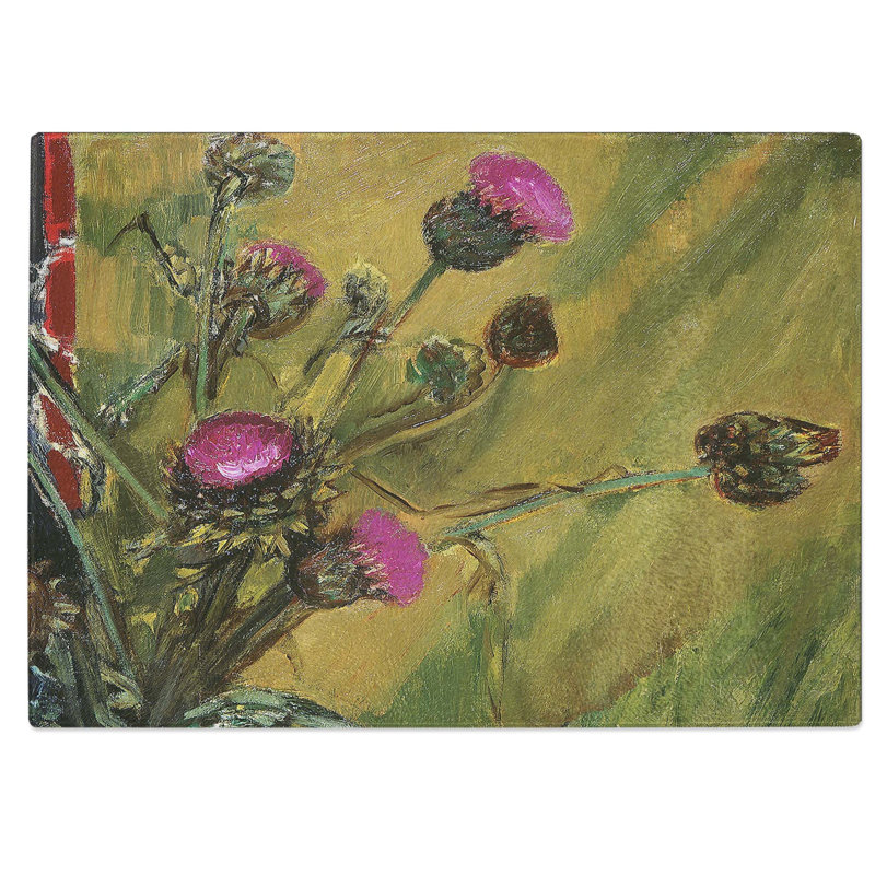 Tempered Glass Vase of Flowers by Fujishima Takeji Chopping Board, 28.5 cm W x 20 cm L