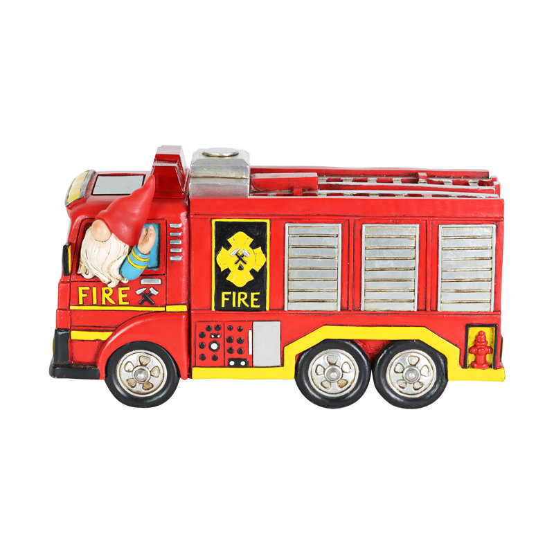 Statue de jardin solaire camion de pompiers Exhart