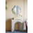 32.3x14.2x29.9" Modern Arched Sculptural Console Table with Beige Faux Travertine Finish