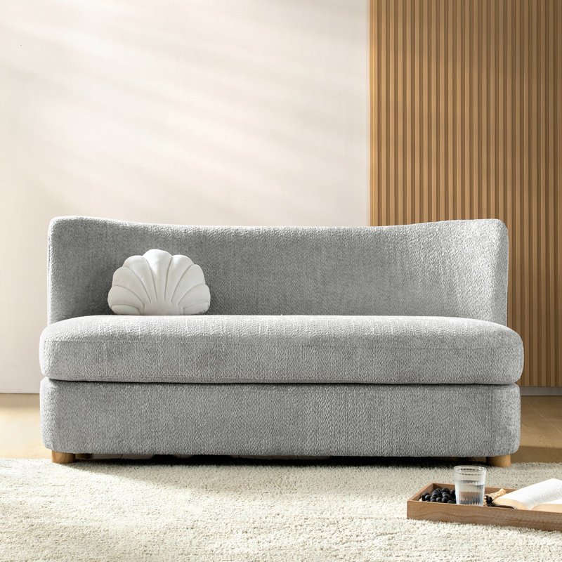 Greigh 63"W Modern Upholstered Boucle Curved Loveseat Sofa, Gray