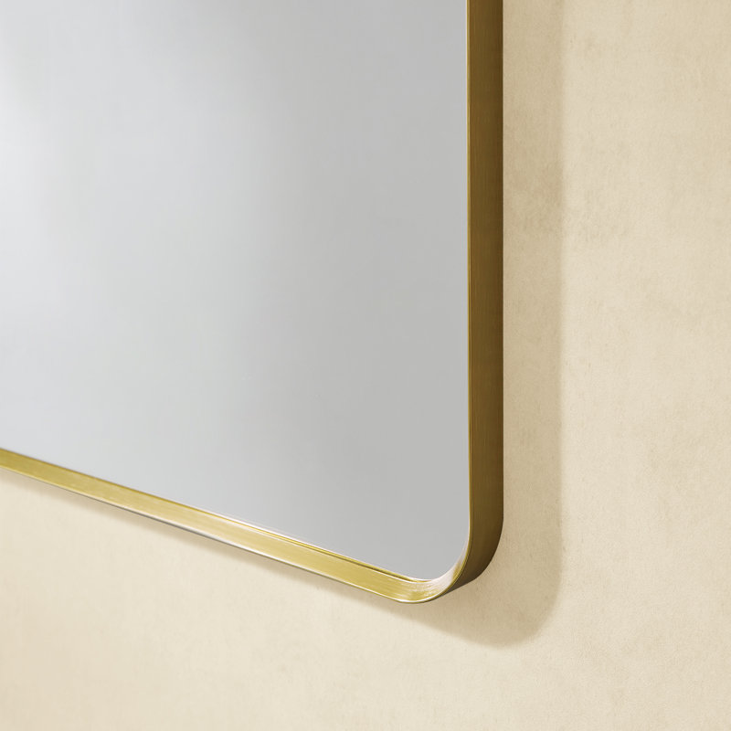 Metal Flat Wall Mirror, Gold, 30" x 48"