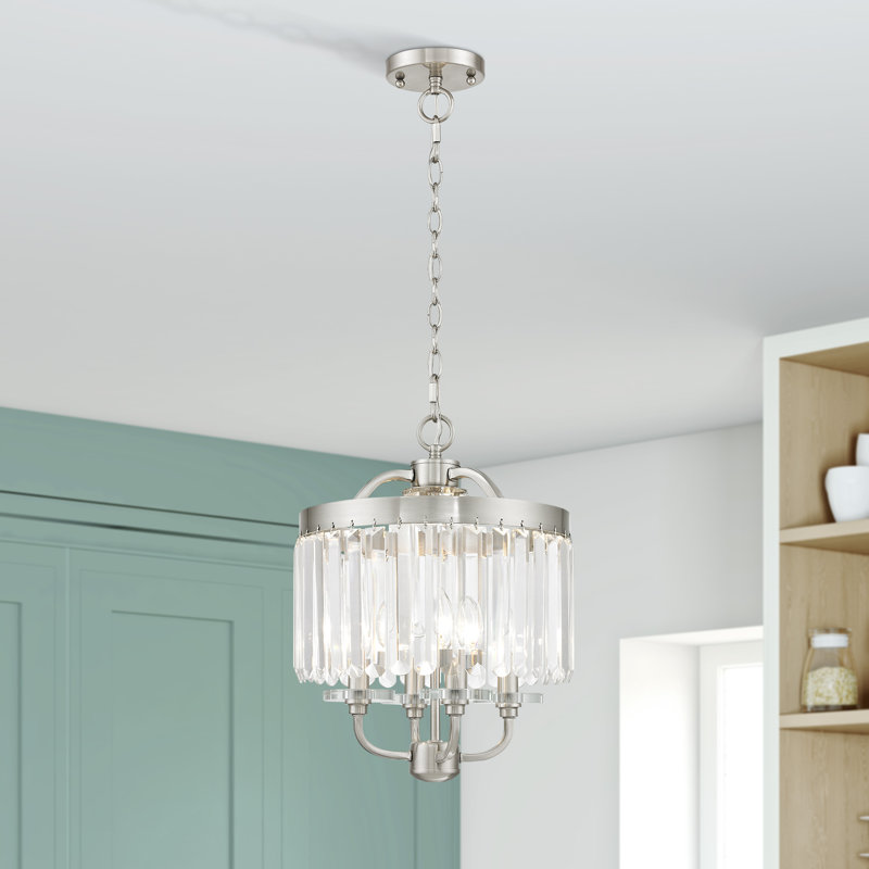 Lustre tambour 4 lumières Caroline, Nickel brossé, H 16 po x l 13 po x P 13 po