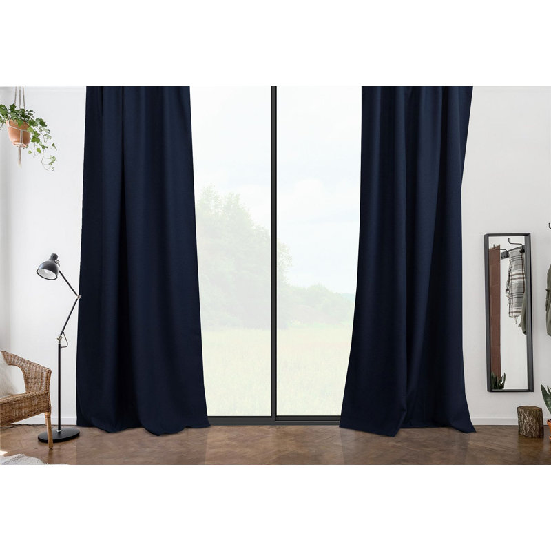 Room Darkening Single Curtain Panel, 130cm W x 295cm H, Dark Navy