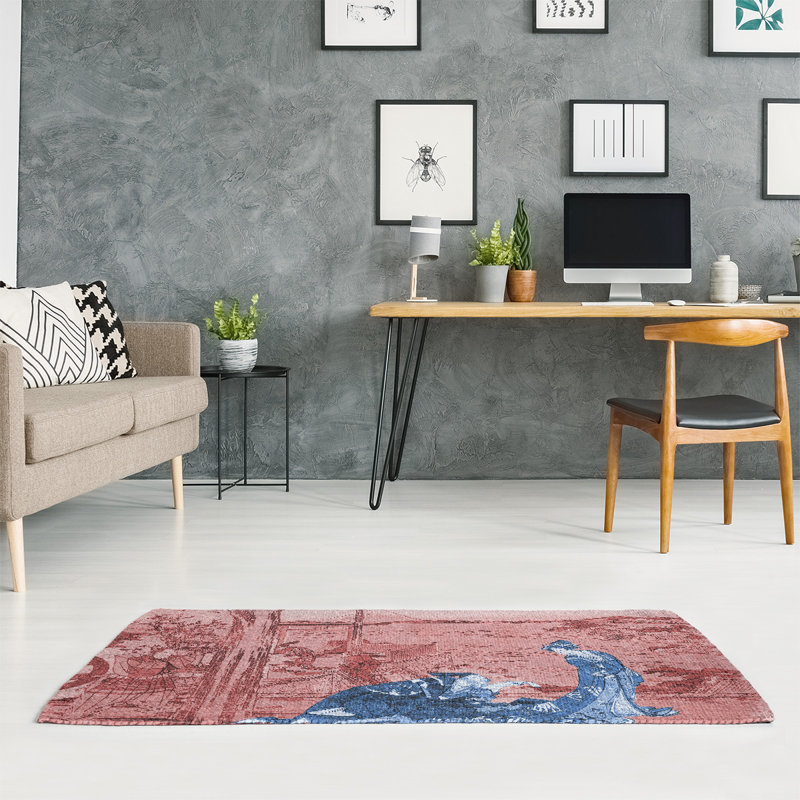 Tapis de chenille de couleur rouge japonaise courtesan, Rectangle 3 pi x 5 pi