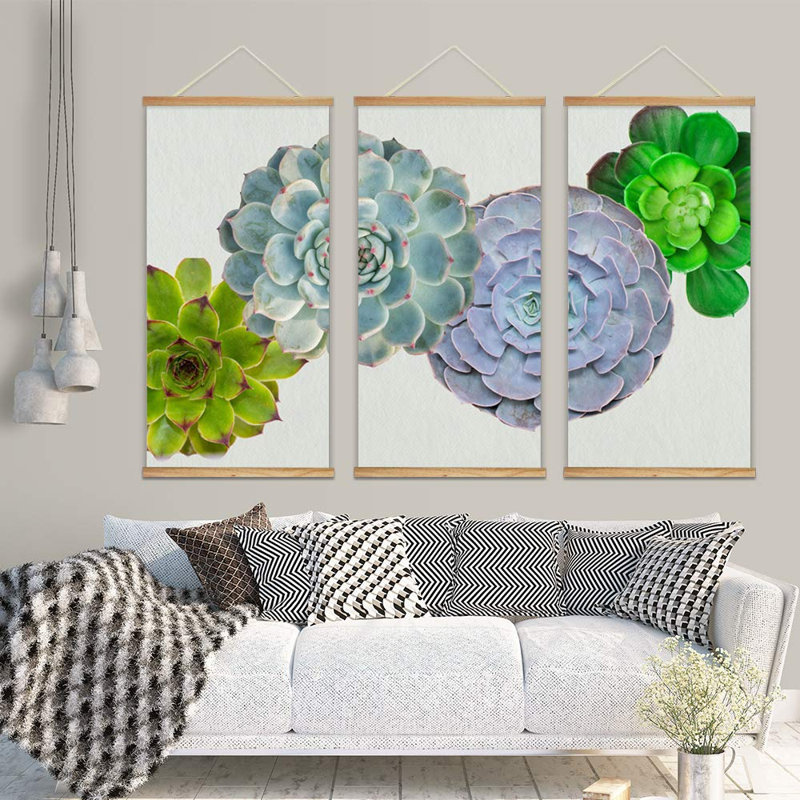 Succulente affiche botanique suspendue florale avec cadres en bois