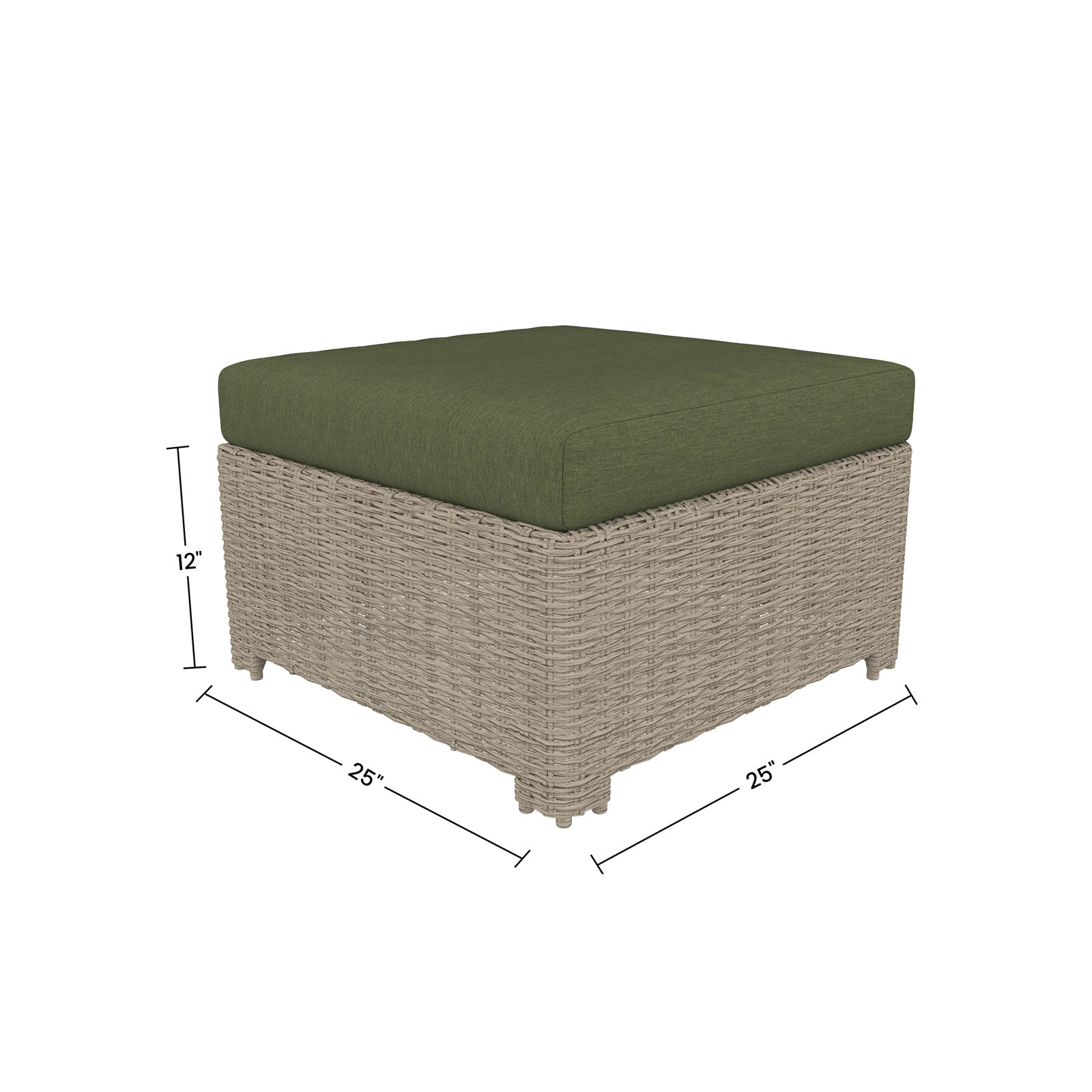 Outdoor Ottoman With Sunbrella Cushions, Canvas Navy