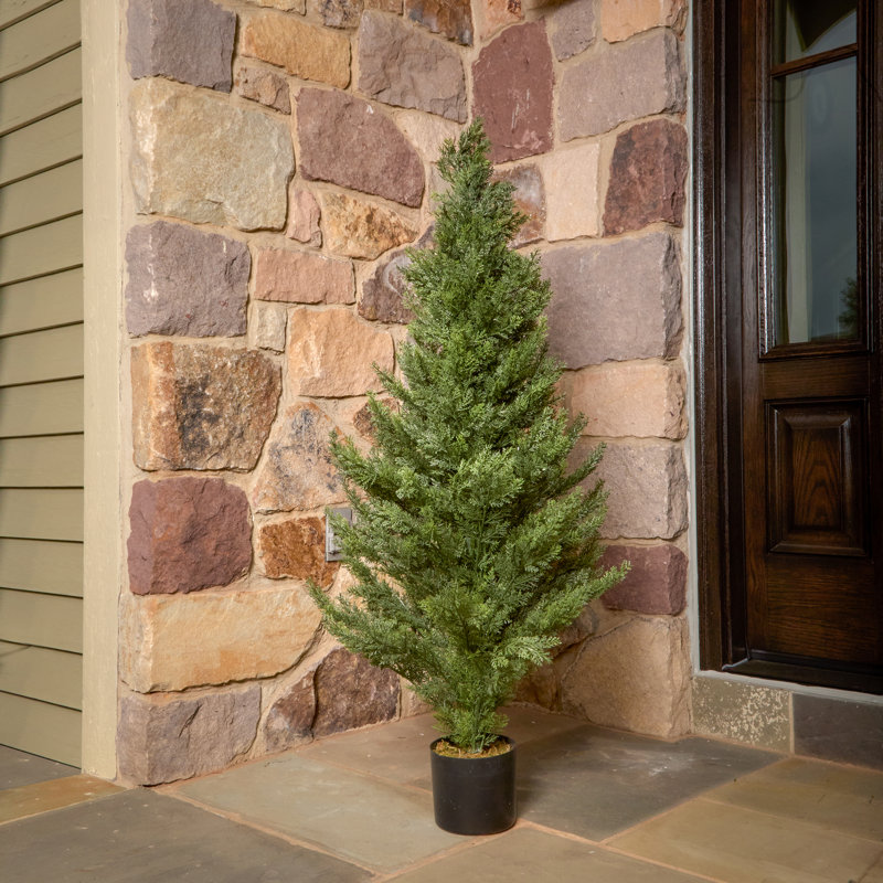 Arborvitae artificiel d'intérieur et d'extérieur en pot, H 48 po x l 24 po x P 24 po