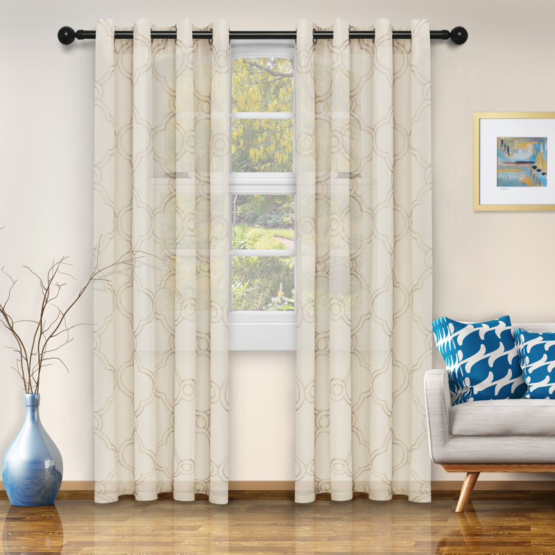 Steinbeck Semi Sheer Curtain Pair, 52" W x 63" L, Ivory
