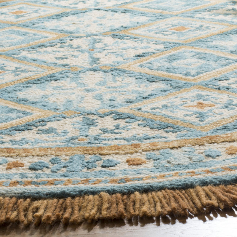 Jahiem Hand-Tufted Wool/Cotton Ivory Area Rug, Round 6'