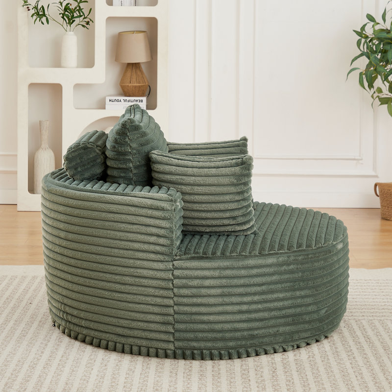 Canapé-lit simple en velours côtelé et éponge, moelleux et confortable, avec oreiller intégré, sans assemblage, et fauteuil moderne en mousse. Coussin de 127 cm (50 pouces).
