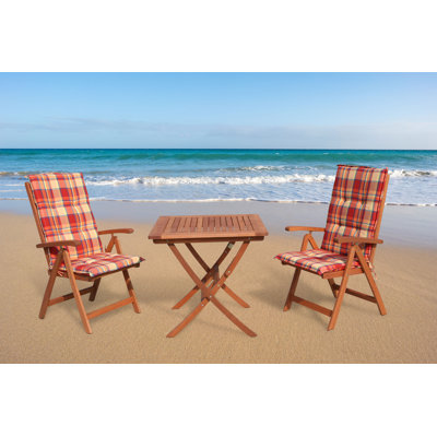 Gonzales 2 - Person Wood Patio Dining Set with Square Table , Cushions Included