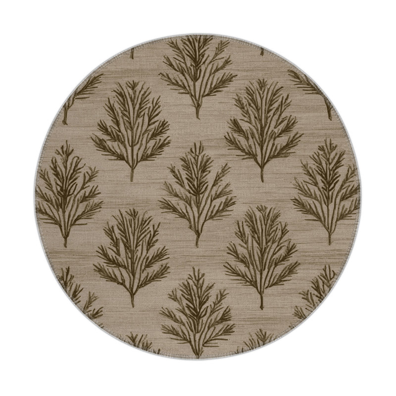 Tapis d'intérieur et d'extérieur gris Botanical, Rond 5 pi