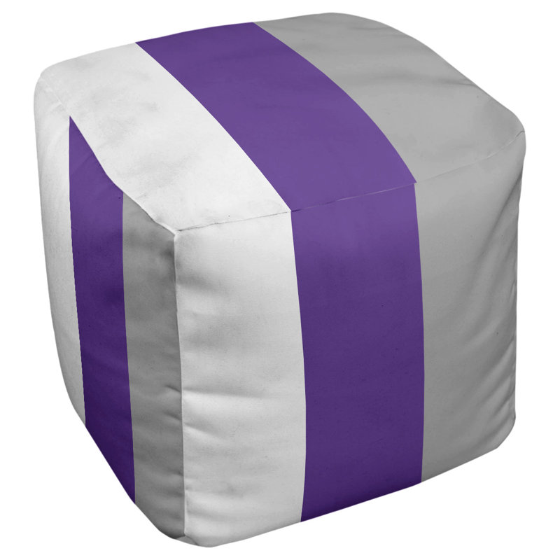 Repose-pieds à cubes à rayures kansas, Blanc / mauve / gris