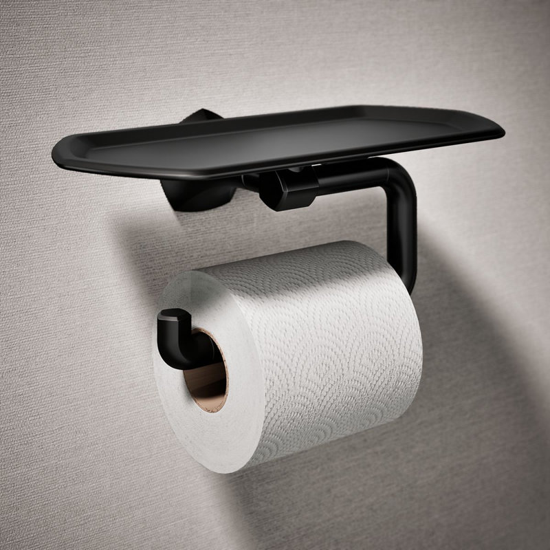 Porte-papier hygiénique avec plateau Occasion, Noir mat