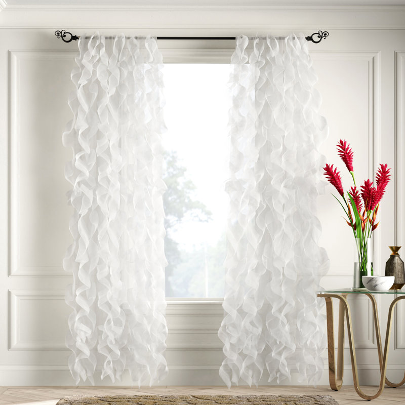 Fulda Semi Sheer Curtain Single Panel, White, 50" W x 63" L