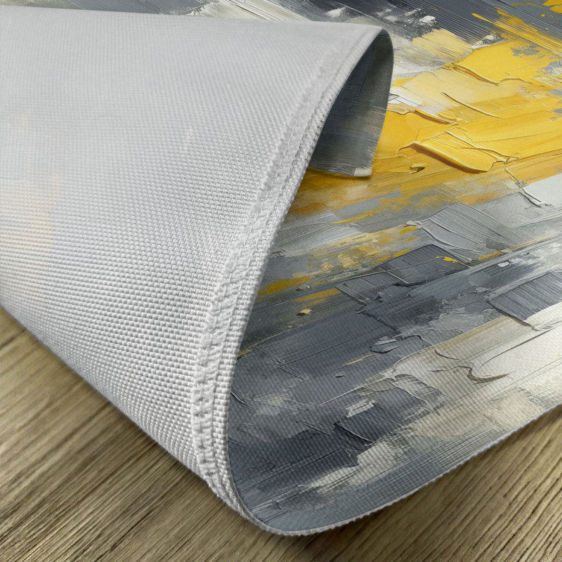 Yellow and Gray Abstract Polyester Rectangle Placemats Set of 4