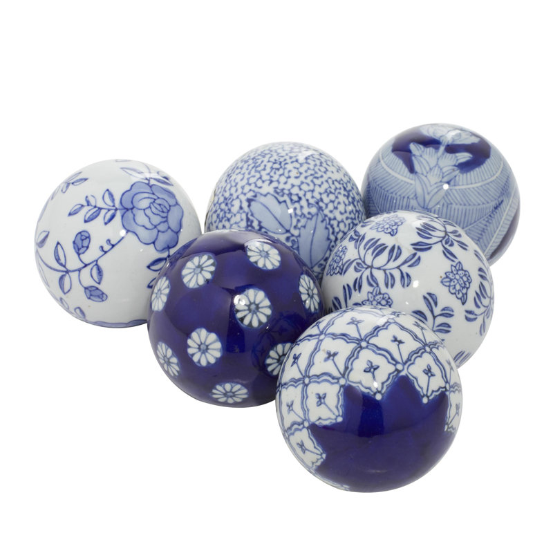 Ceramic Handmade Glossy Decorative Ball Floral Orbs & Vase Filler with Varying Patterns