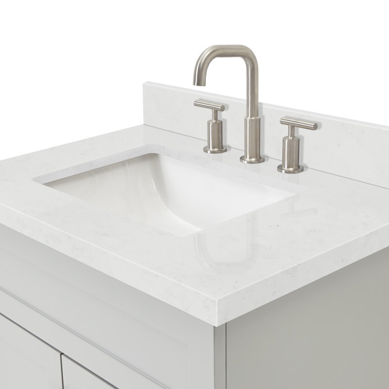 Ariel Hamlet 30 In. Bathroom Vanity With Carrara Quartz Countertop 1.5 Edge, Gray