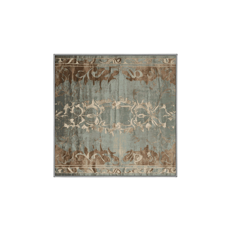 Tapis gris soyeux et moelleux, Carré 5 pi