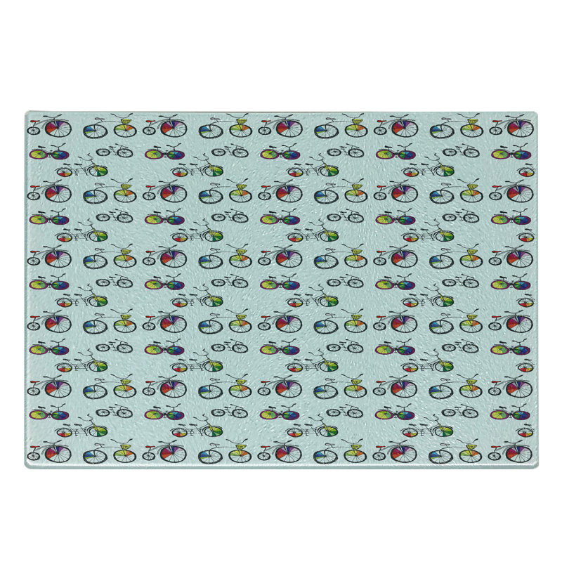 Multicolore planche à découper en verre trempé pour bicyclette Ambesonne Penny-Farthing