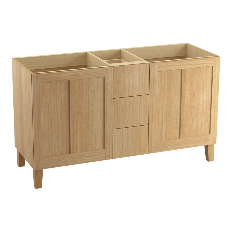 Poplin 62" Double Bathroom Vanity Set, Khaki White Oak, Black, Almond