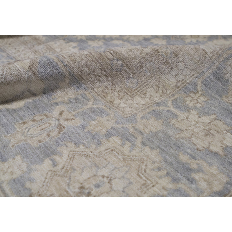 Wool Oriental Area Rug in Light Blue/Brown