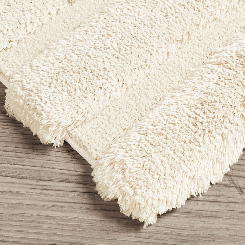 Tapis de bain 21 x 34 po, 100% Macro-filé, rayé, décoloré, antidérapant, lavable 21 x 34 po, couleur douce