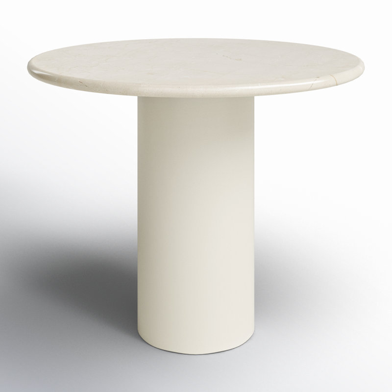 Belle Round Marble Dining Table, Cream Marble/Ivory Iron